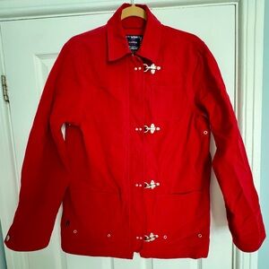 Vintage Lauren (USRL) Bright Red Canvas Fireman’s Jacket, Perfect Condition M